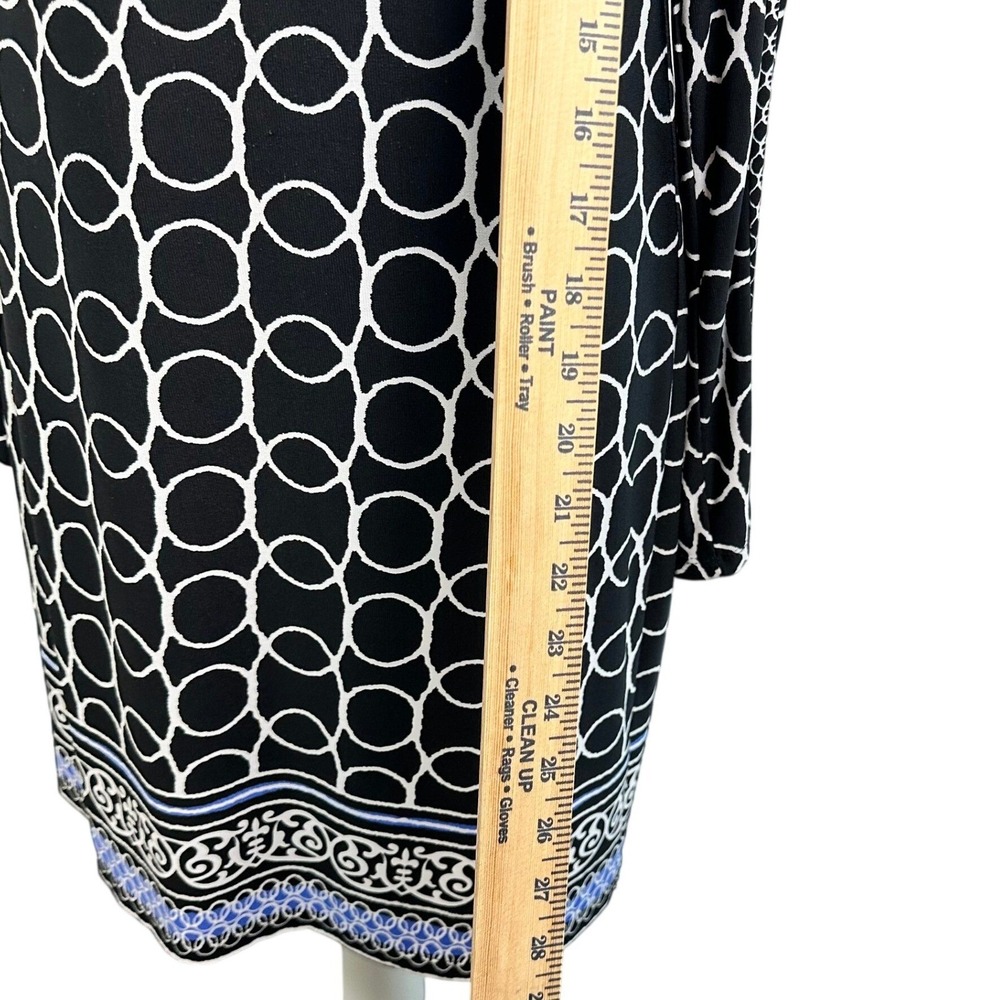 Joseph Ribkoff Black White Blue Geometric Circle Sheath Dress Long Sleeve Sz 6 - Picture 5 of 5